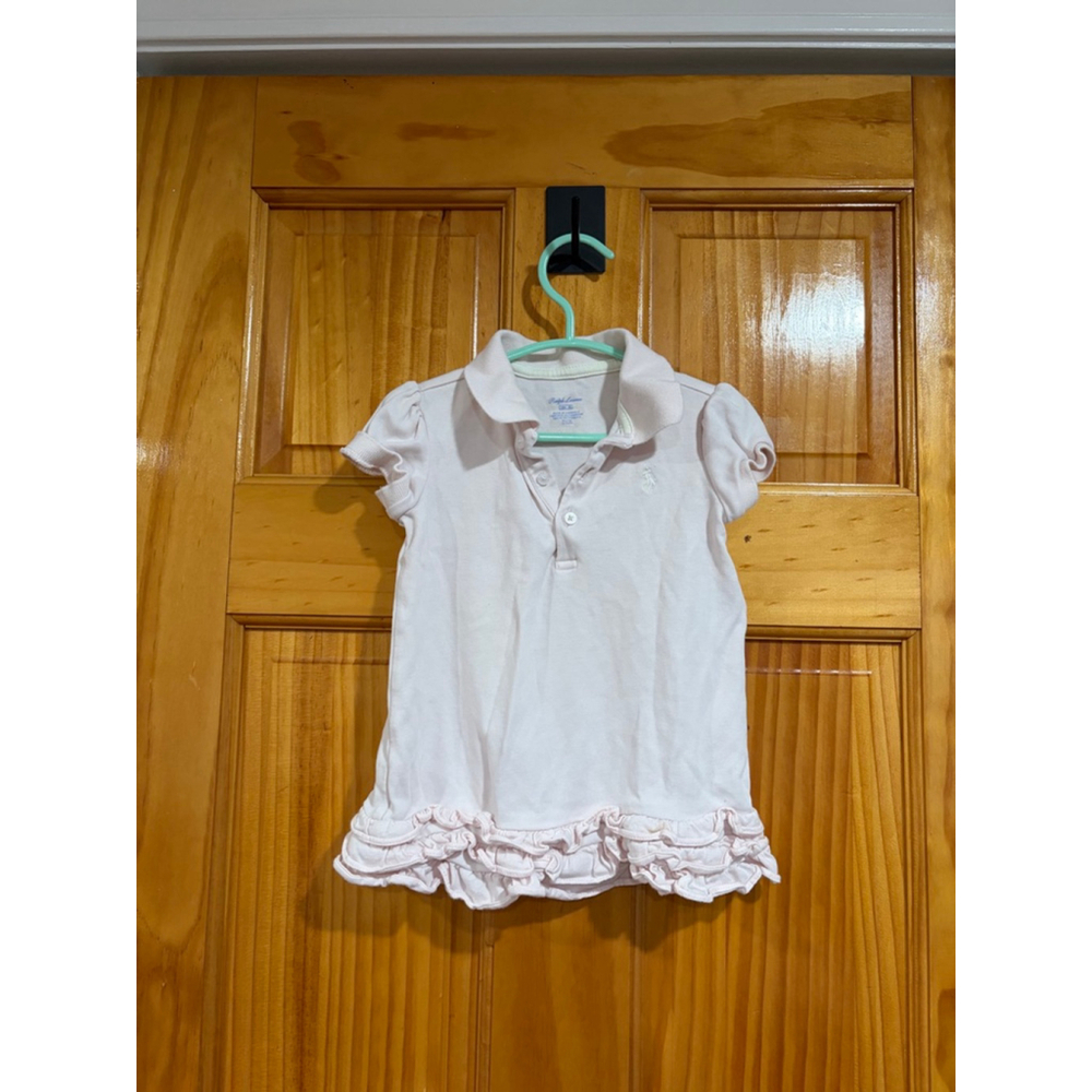 Ralph Lauren Girl’s Pink Ruffle Hem Polo Shirt Dress Short Sleeve 18M